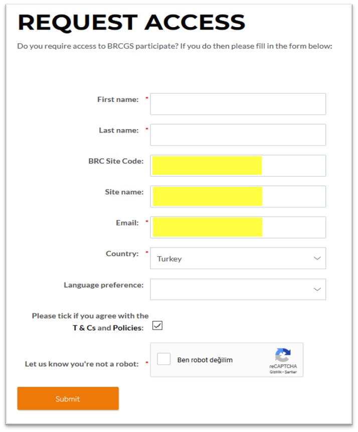 BRC Participate Request Access